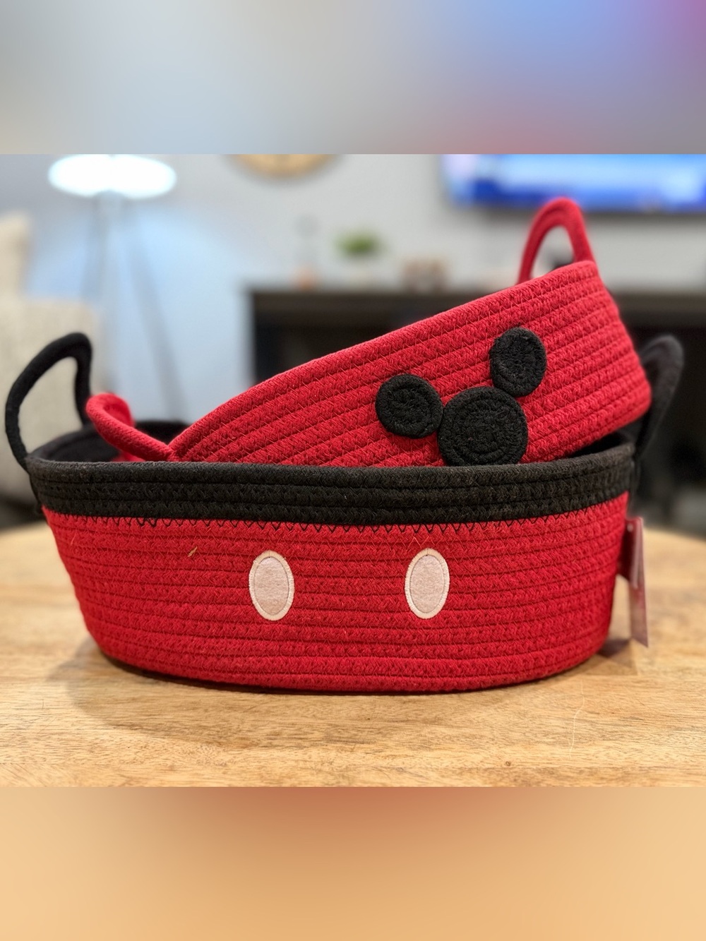 NEW 2Pk Disney Mickey Mouse Rope Baskets w/ Handles